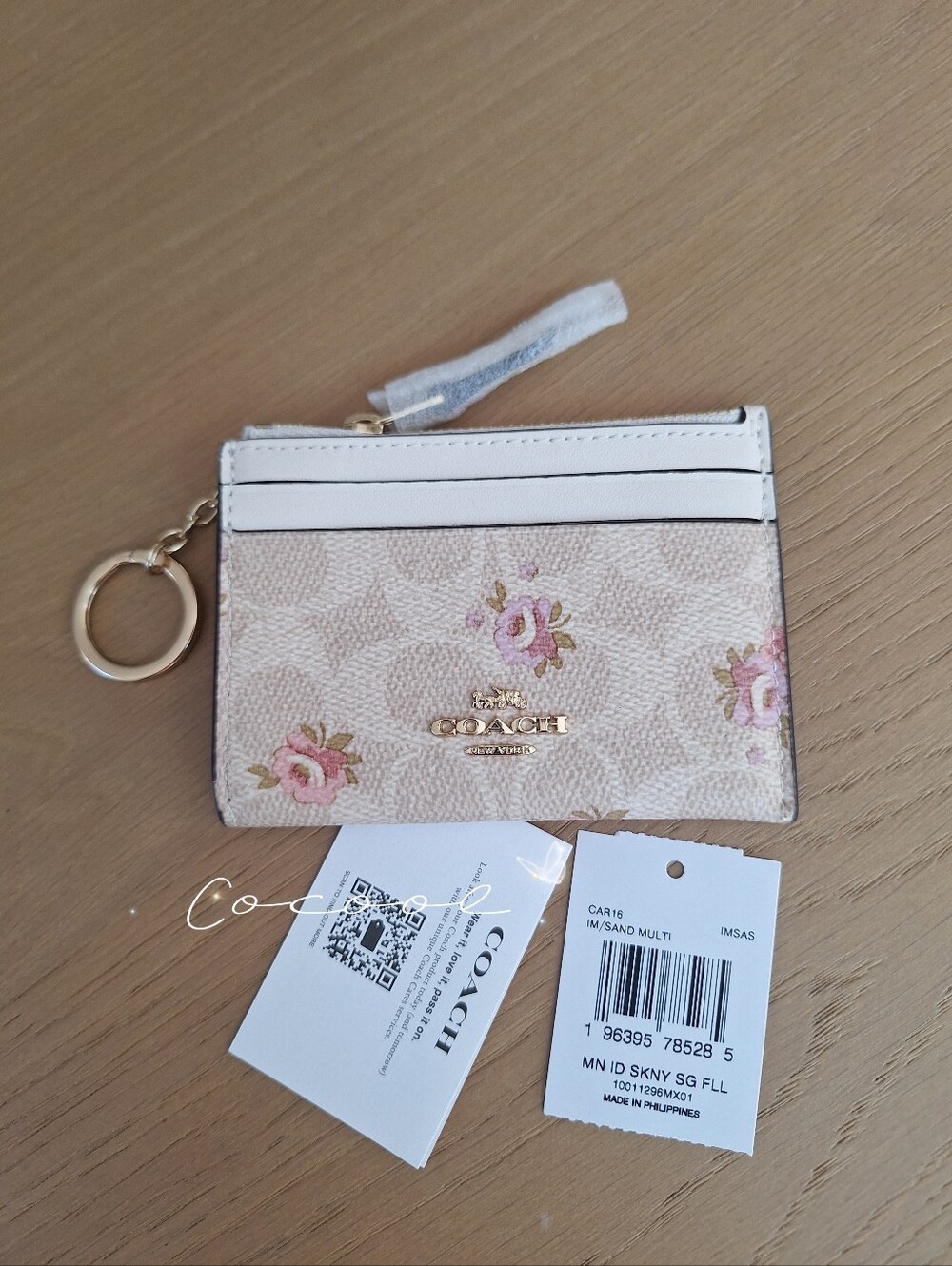 NWT Coach CAR16 Mini Skinny I.D Case Signature Canvas W/Floral Print